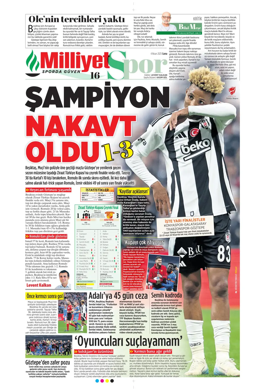 "Derbideki kavgalara ağır fatura" | Sporun manşetleri - 19