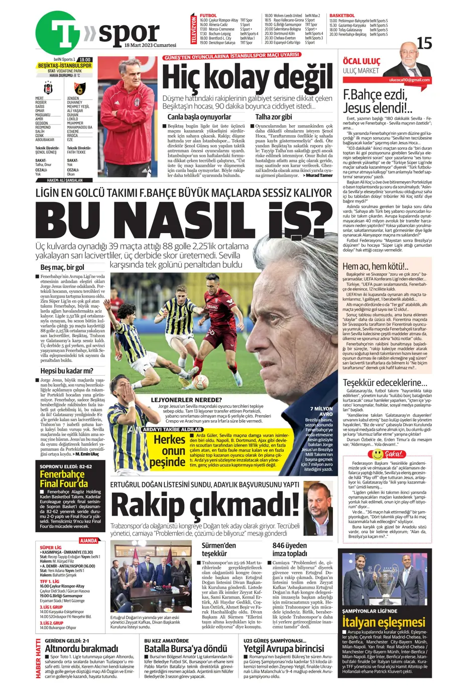 "Aslan yıkıldı" - Gazete manşetleri (18 Mart 2023) - 34