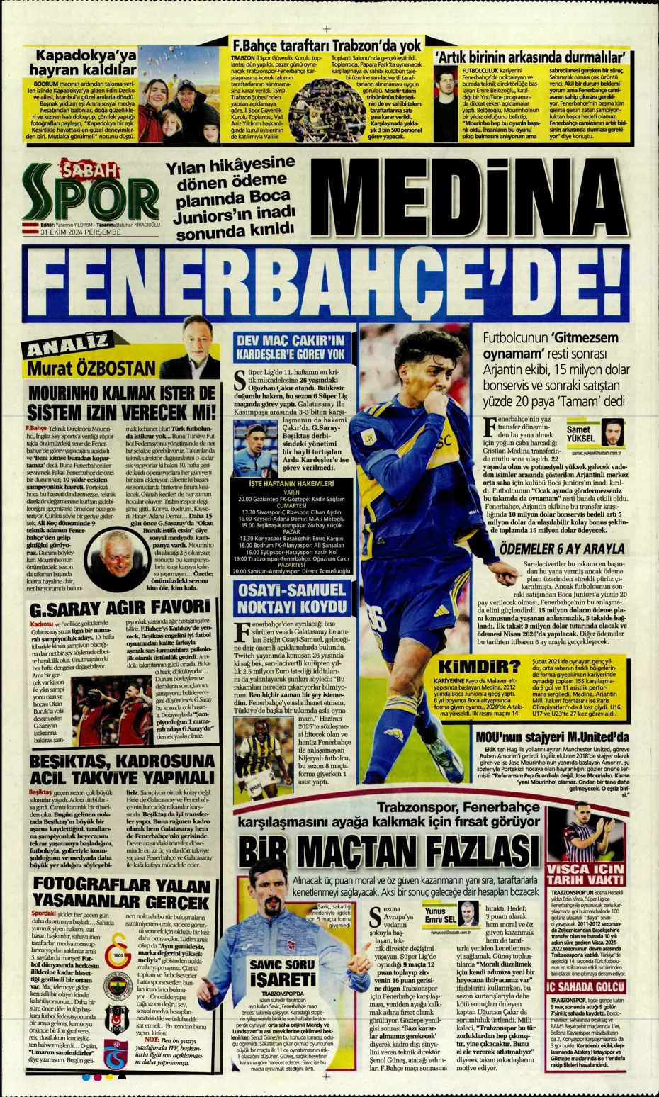 "Aslan'da Rosier harekatı" | Sporun manşetleri (31 Ekim 2024) - 28