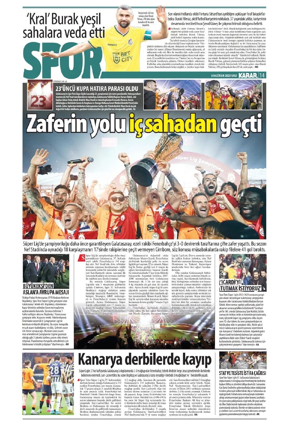 "Devler Ligi'ne süper Aslan" | Sporun manşetleri (6 Haziran 2023) - 13