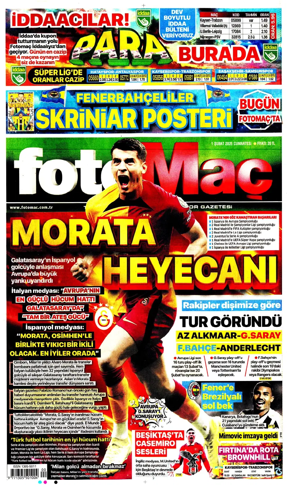 "Morata geliyor" | Sporun manşetleri - 9