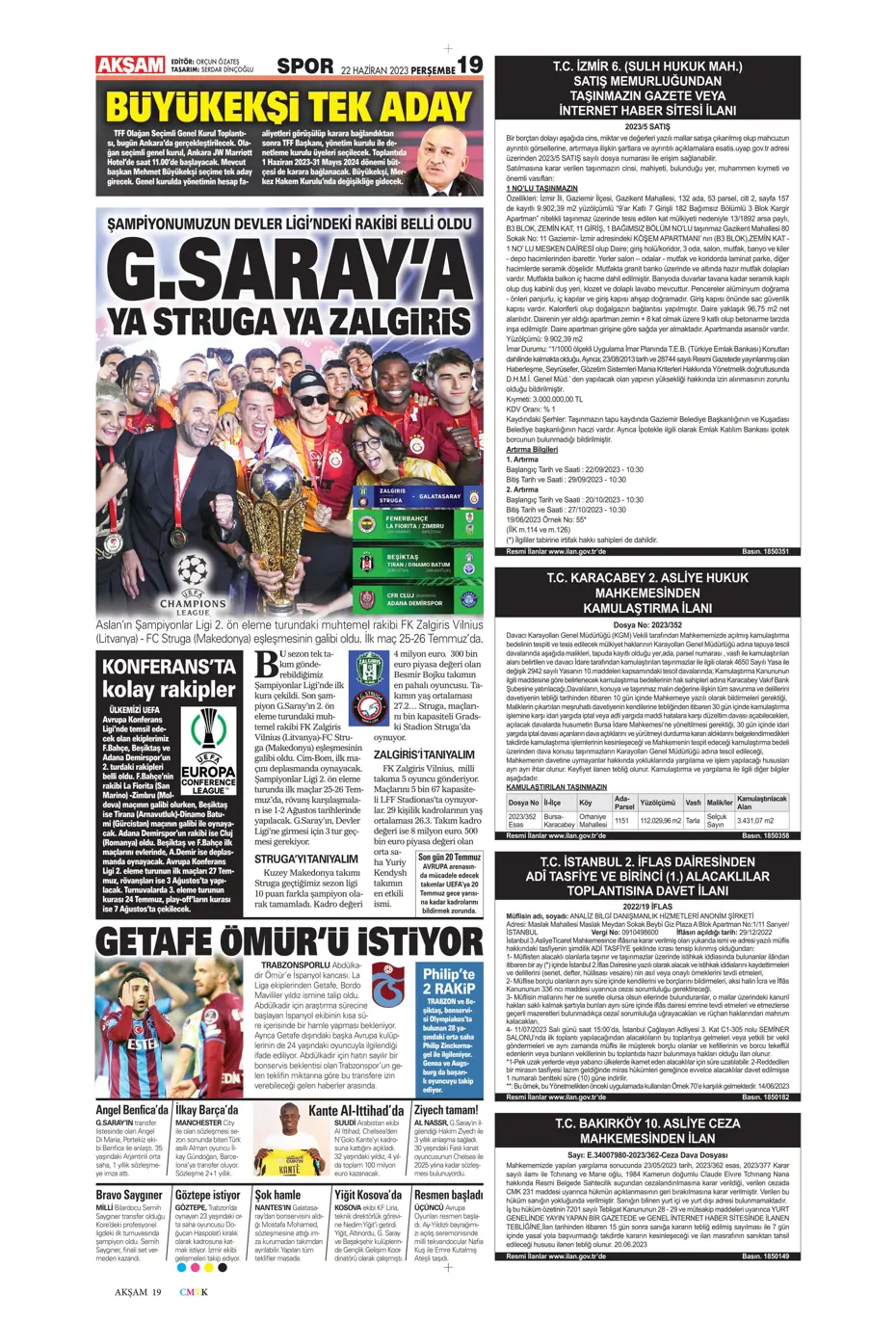 "Aslan'a süper golcü" | Sporun manşetleri (22 Haziran 2023) - 3