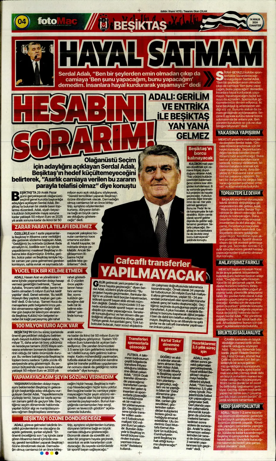 "Boscagli ve Hancko listeye girdi" | Sporun manşetleri - 12