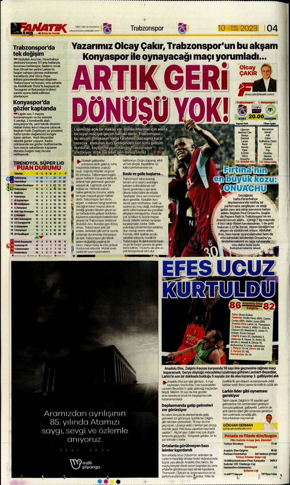 "Antonio Nobre'den skandal cevap" | Sporun manşetleri (10 Kasım 2023) - 7