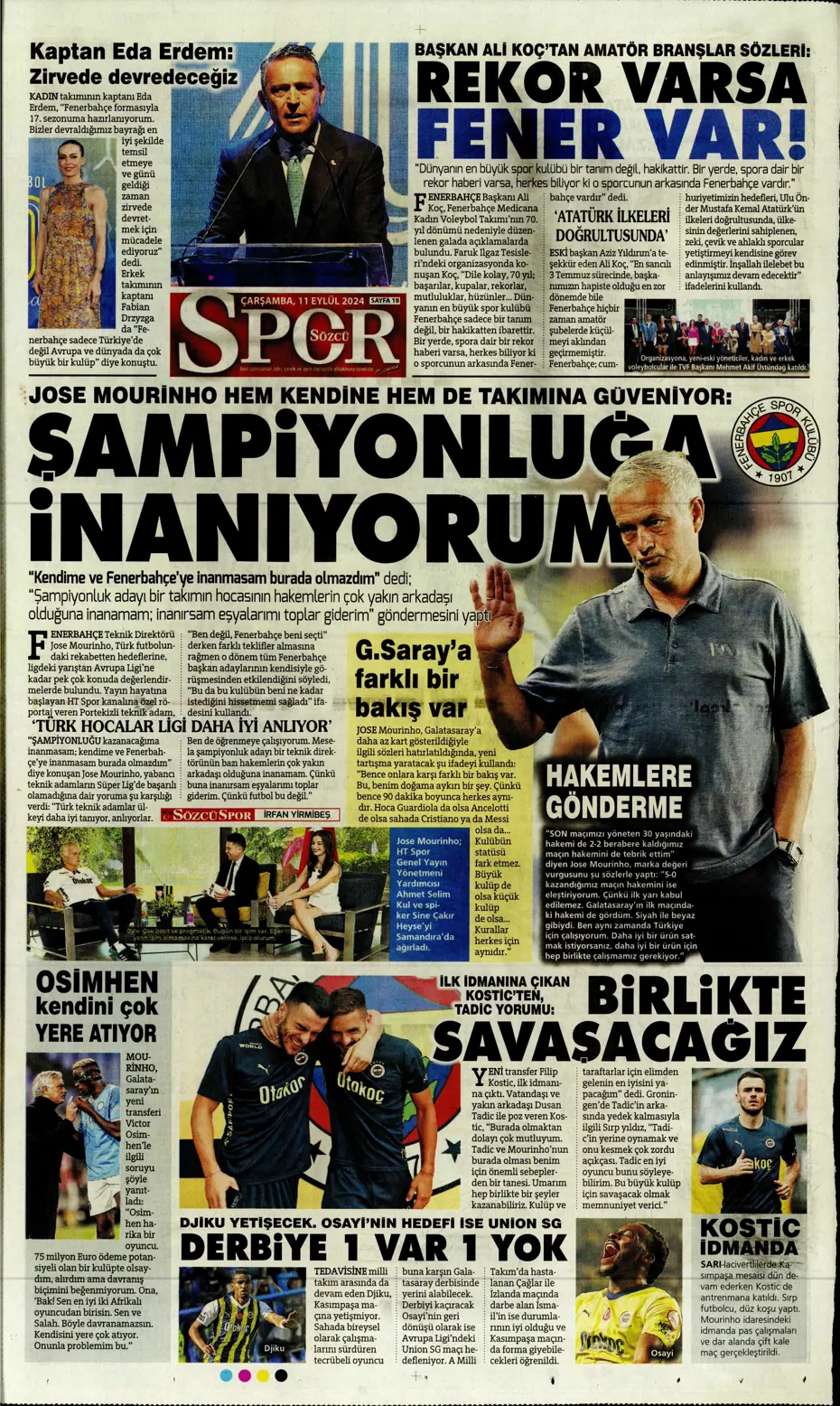 "Icardi müjdesi" | Sporun manşetleri (11 Eylül 2024) - 29 "Icardi müjdesi" | Sporun manşetleri (11 Eylül 2024) - 29