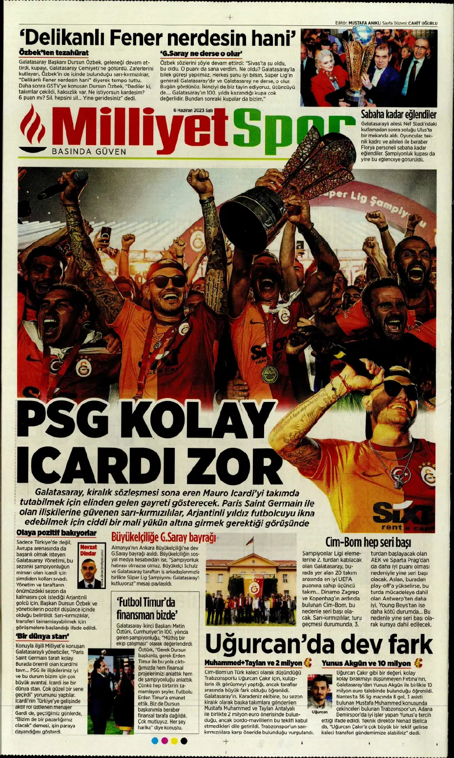 "Devler Ligi'ne süper Aslan" | Sporun manşetleri (6 Haziran 2023) - 15