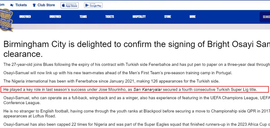 Osayi-Samuel'in transfer açıklamasında Fenerbahçe ile ilgili olay hata - 5