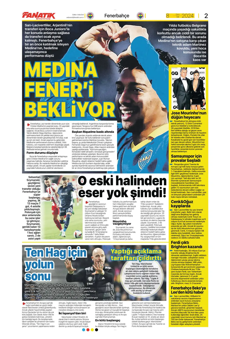 "Fenerbahçe'ye sürpriz golcü" | Sporun manşetleri (8 Ekim 2024) - 5