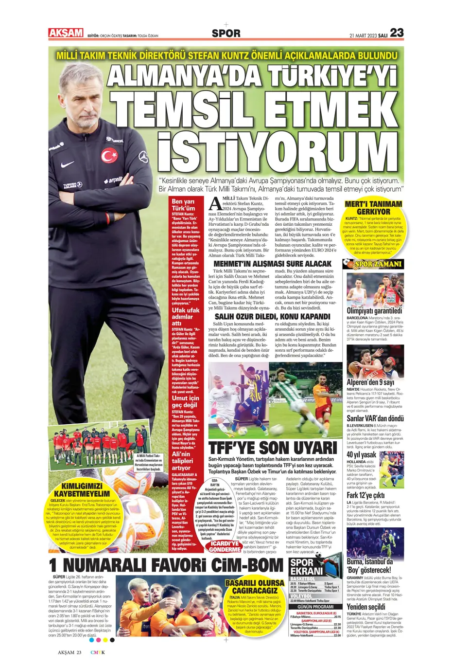 "Aslan'da transfer zirvesi" - Sporun manşetleri (21 Mart 2023) - 4