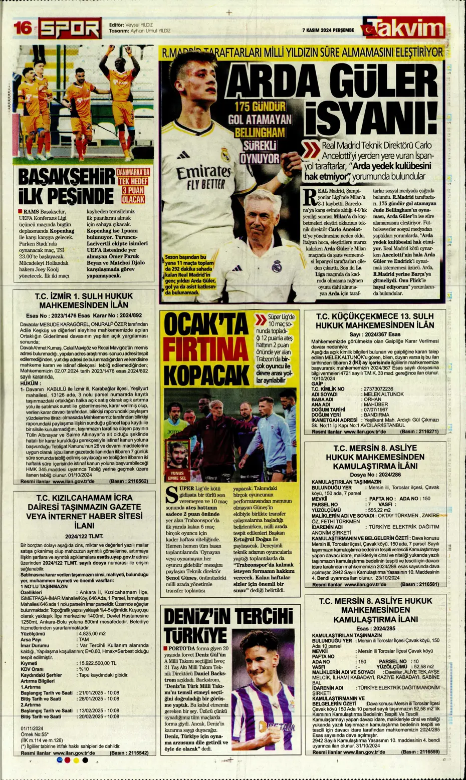 "Fenerbahçe'den Boca Juniors'a rest" | Sporun manşetleri (7 Kasım 2024) - 24