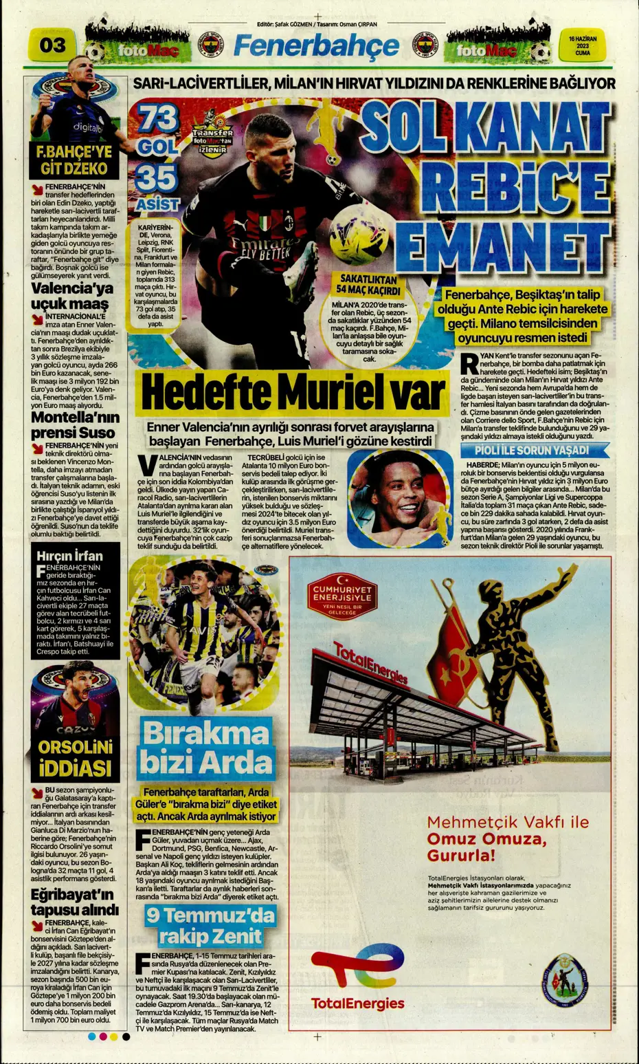 "Dzeko çok yakın" Sporun manşetleri (16 Haziran 2023) - 7 "Dzeko çok yakın" Sporun manşetleri (16 Haziran 2023) - 7