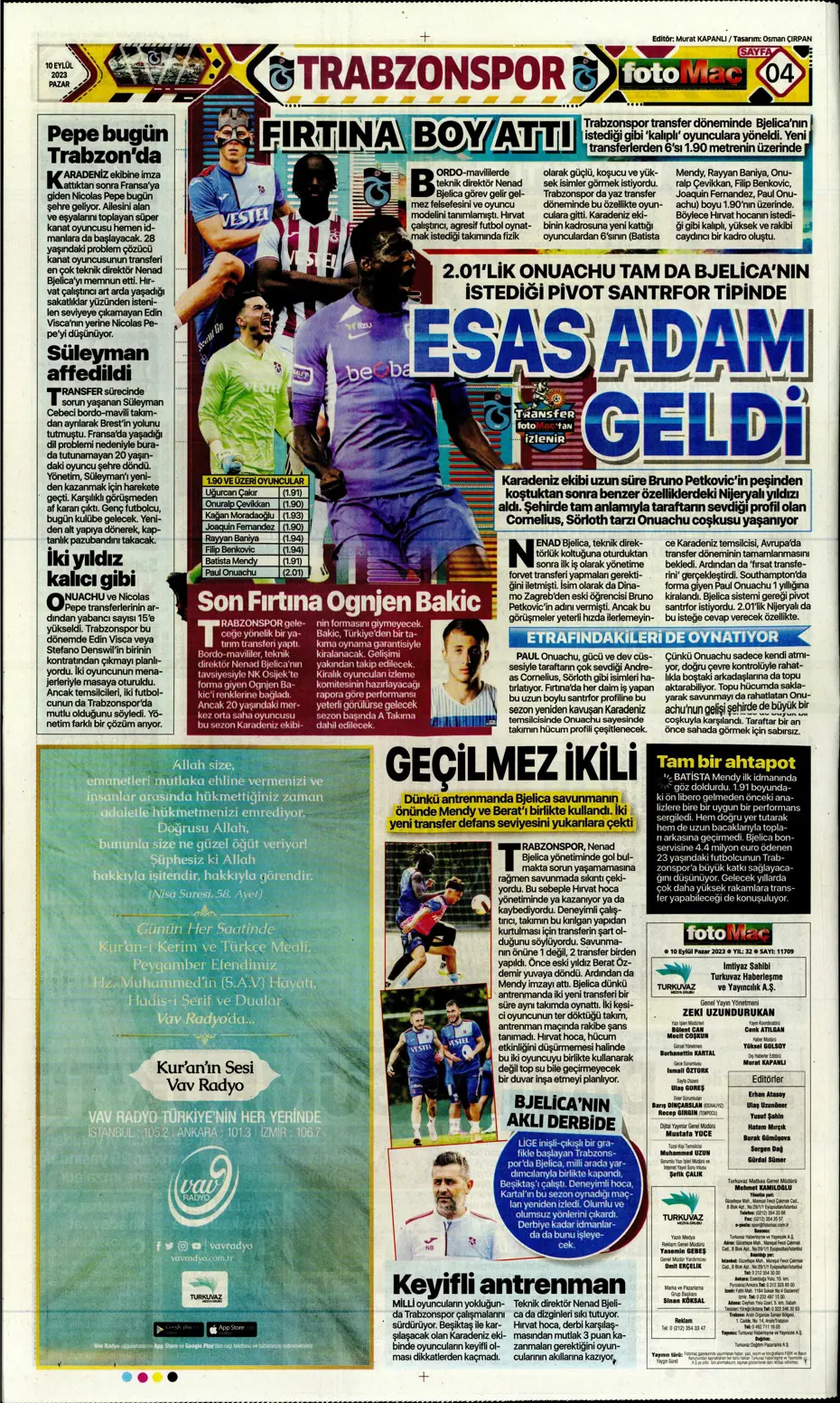 "Kuntz gidiyor, Avcı geliyor" | Sporun manşetleri (10 Eylül 2023) - 13