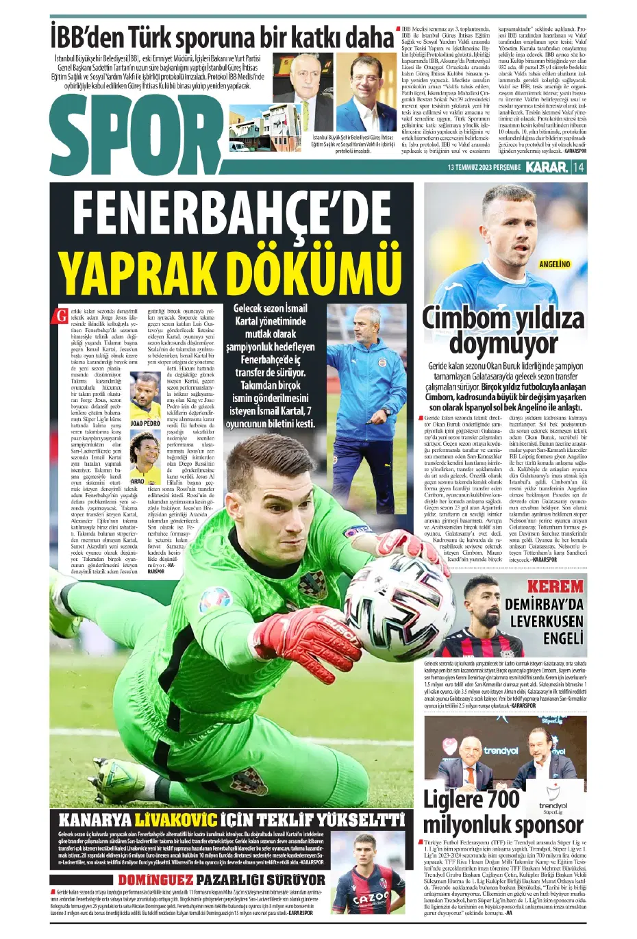 "Aslan Thiago" | Sporun manşetleri (13 Temmuz 2023) - 15