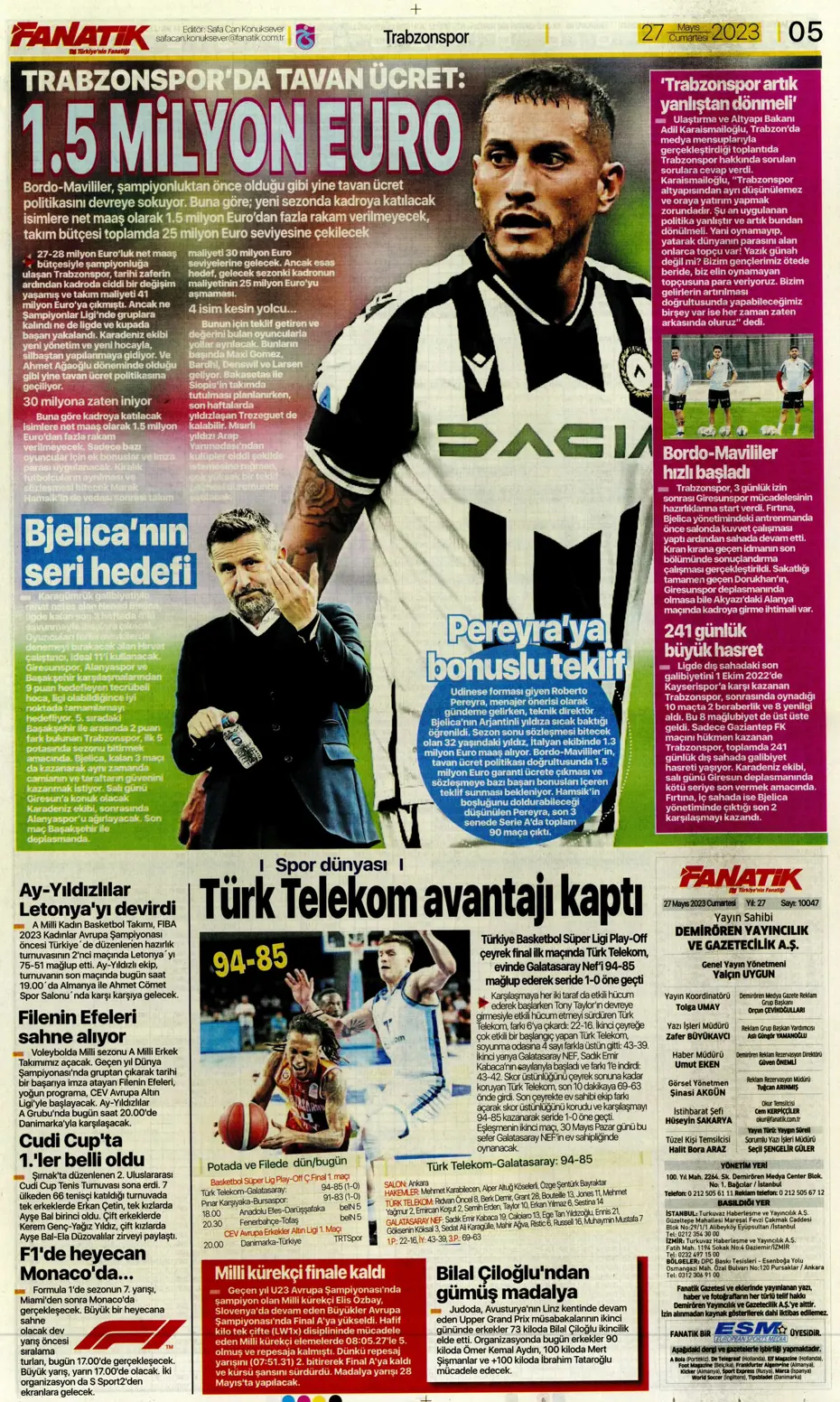 "4 geliyor, 3 gidiyor" | Sporun manşetleri (27 Mayıs 2023) - 5