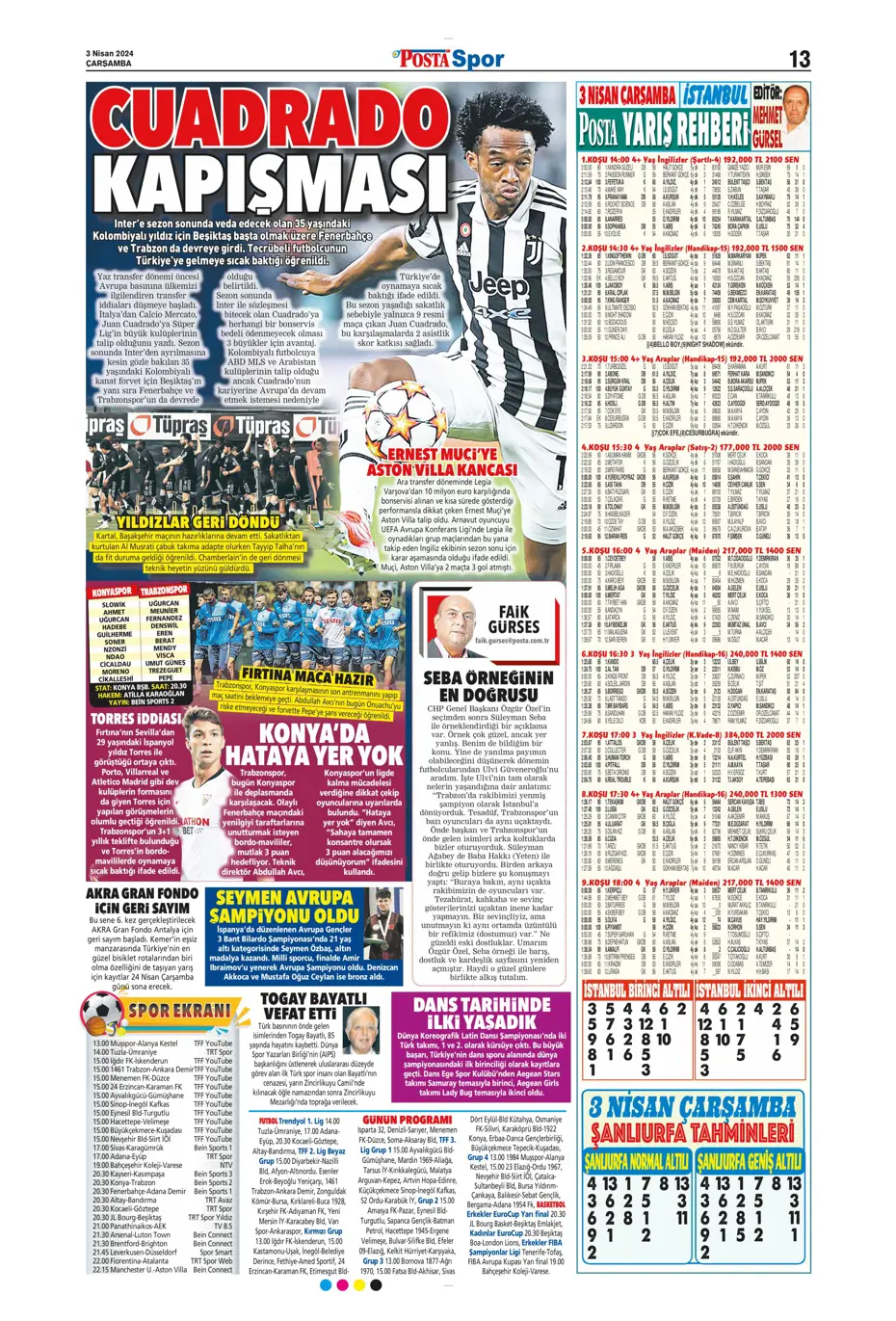 "Lige devam, kupa askıda" | Sporun manşetleri (3 Nisan 2024) - 5