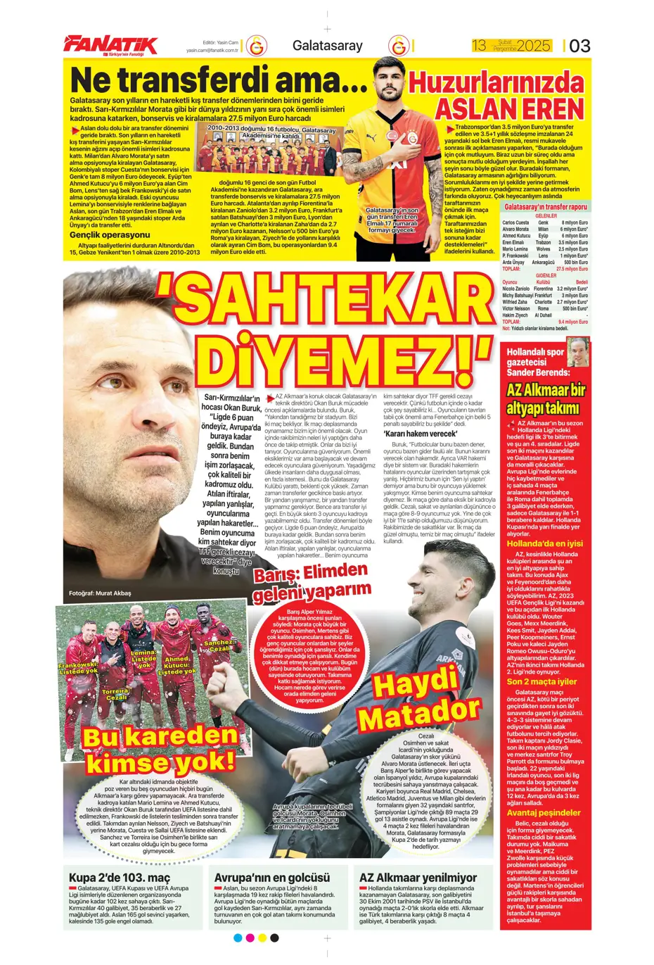 "Bugün vur, haftaya tur" | Sporun manşetleri - 6