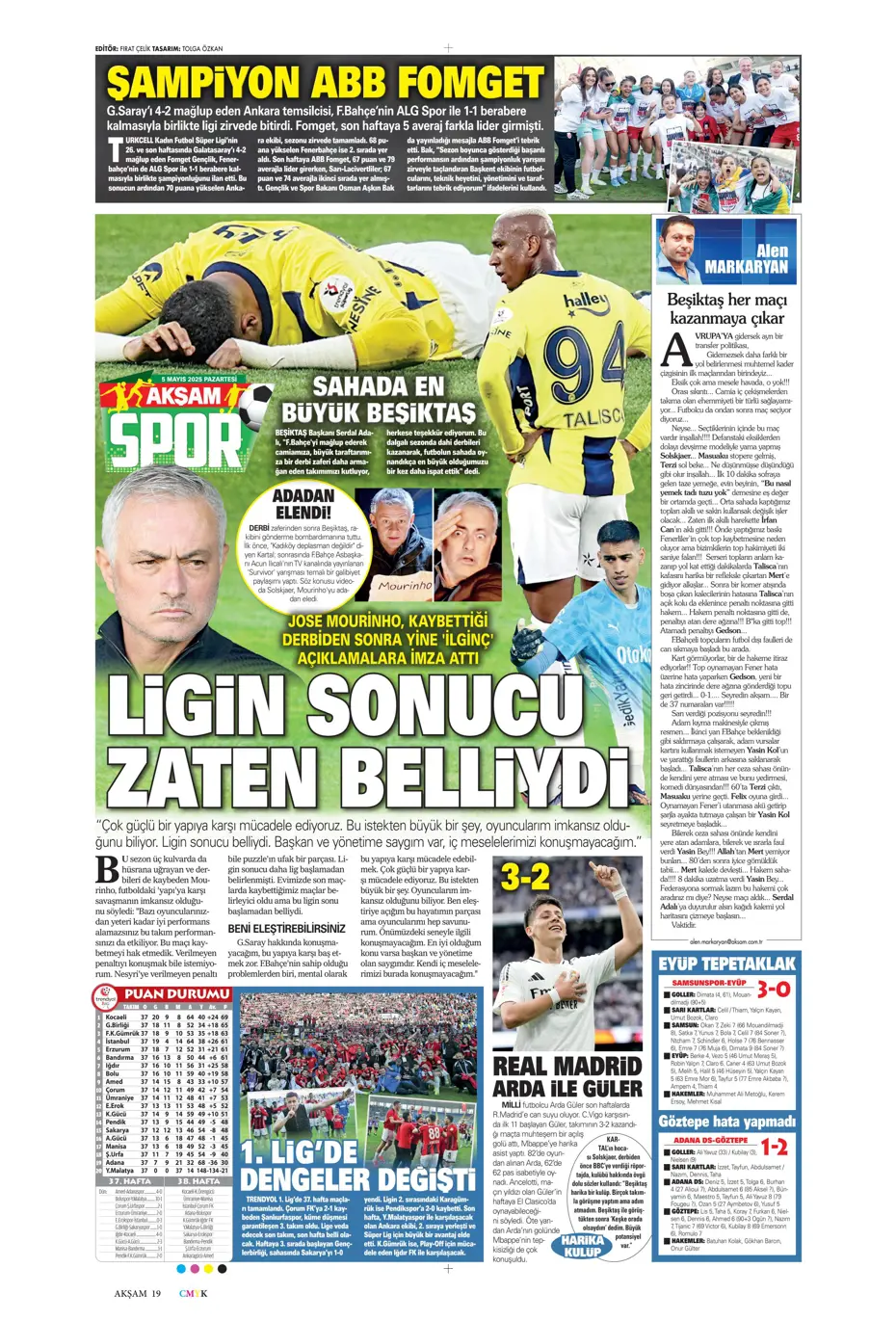 "Hayallere Kartal pençesi" | Sporun manşetleri - 2