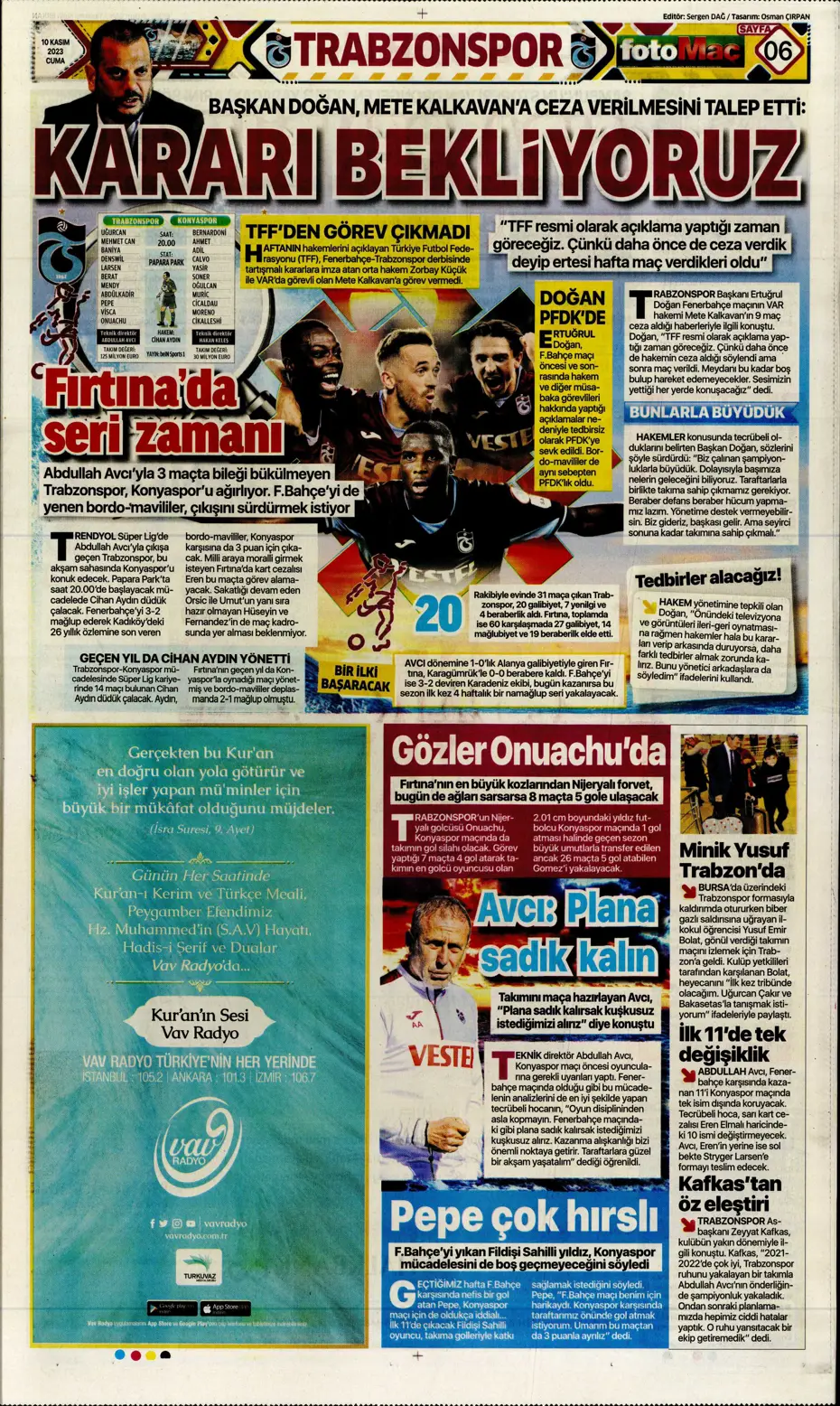 "Antonio Nobre'den skandal cevap" | Sporun manşetleri (10 Kasım 2023) - 14