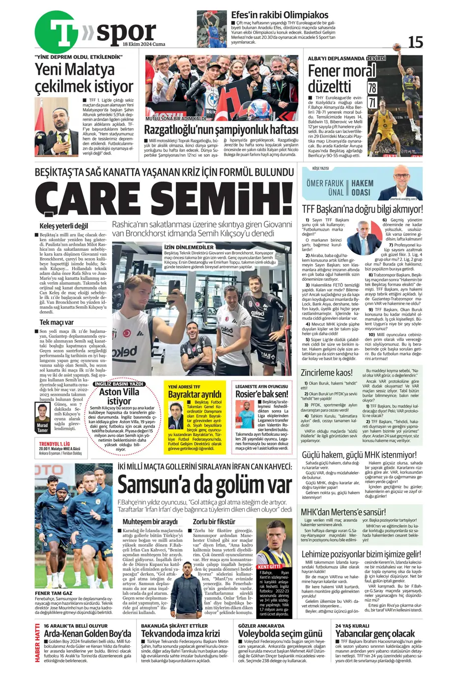 "Fenerbahçe'ye 1 milyar euroluk bomba" | Sporun manşetleri (18 Ekim 2024) - 38