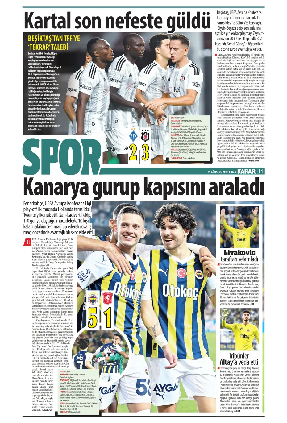 "Fenerbahçe'den 5'i 1 yerde" | Sporun manşetleri (25 Ağustos 2023) - 23