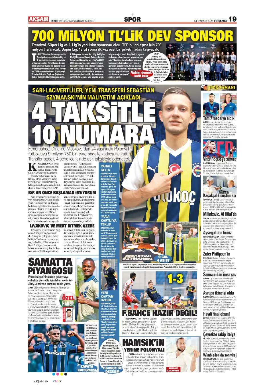 "Aslan Thiago" | Sporun manşetleri (13 Temmuz 2023) - 3