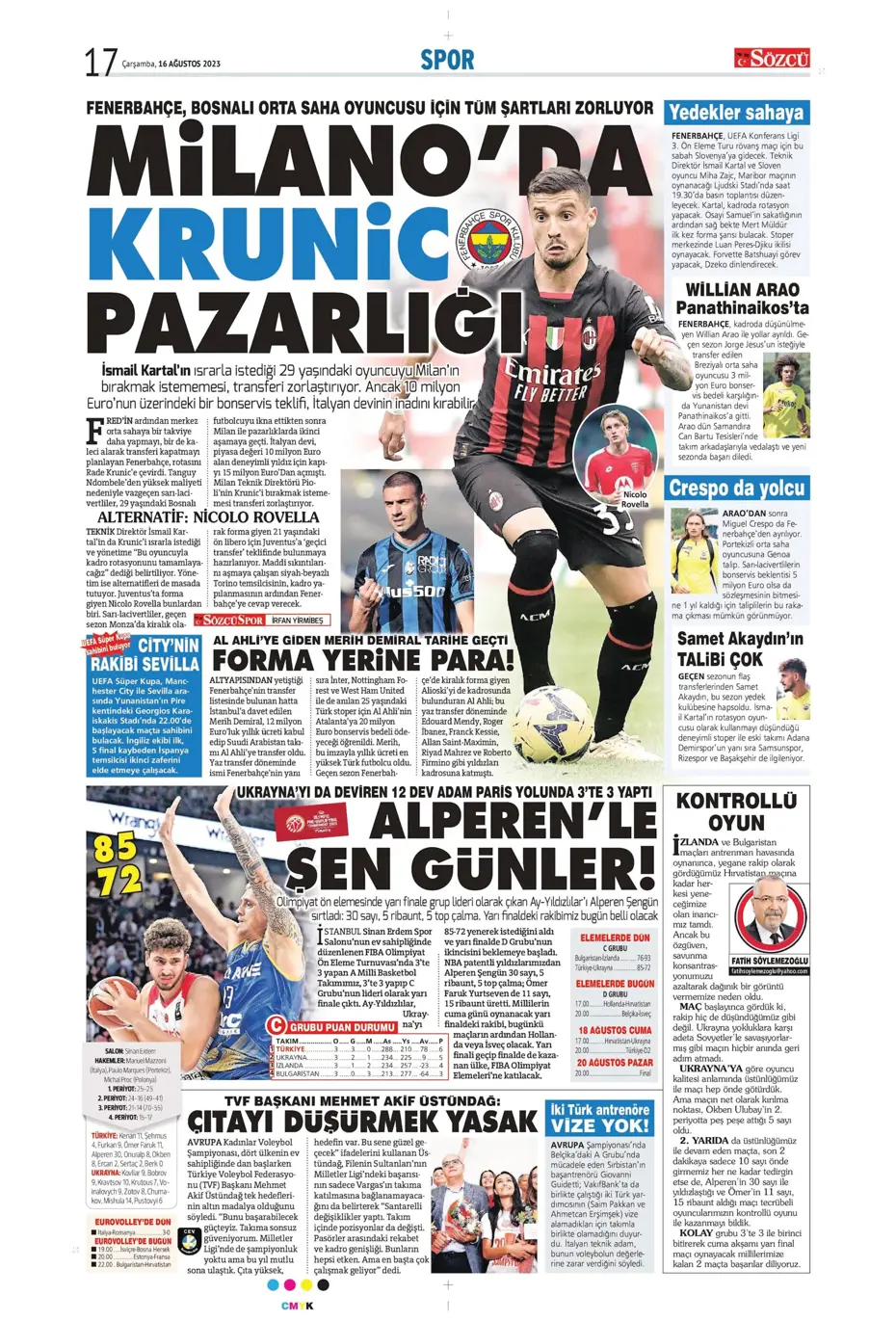 "Devler Ligi'ne kaldı 1 adım" | Sporun Manşetleri - 34