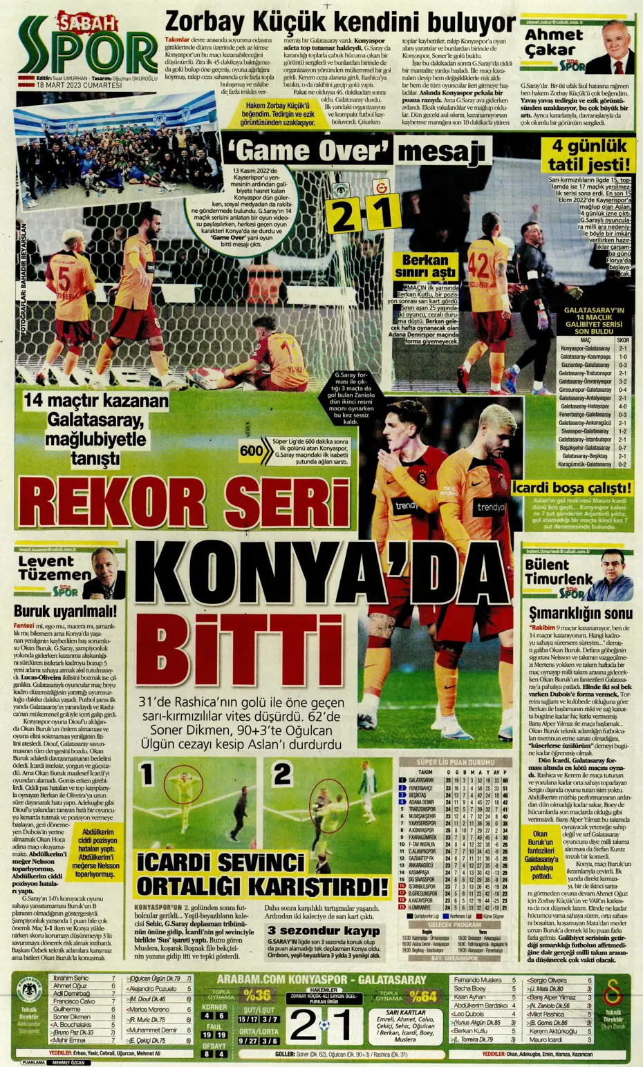 "Aslan yıkıldı" - Gazete manşetleri (18 Mart 2023) - 26