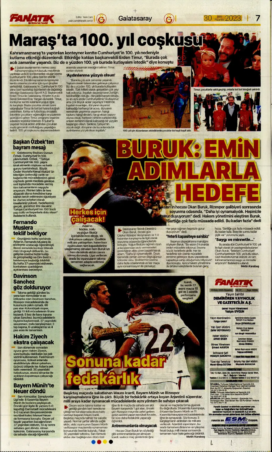 "Fenerbahçe kasırgası" | Sporun manşetleri (30 Ekim 2023) - 7