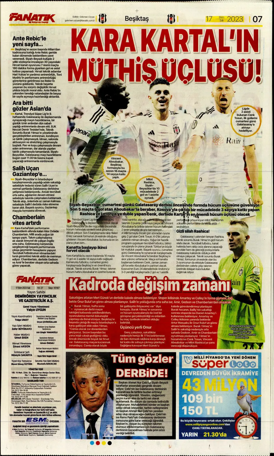 "Türk duvarı Abdülkerim Bardakcı" | Sporun manşetleri (17 Ekim 2023) - 9 "Türk duvarı Abdülkerim Bardakcı" | Sporun manşetleri (17 Ekim 2023) - 9