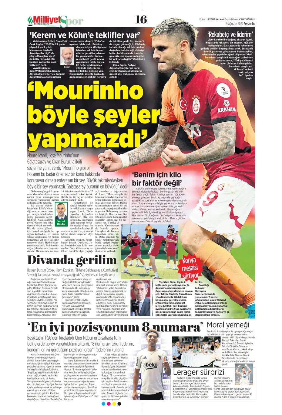 "Muci'yle yol ayrımı" | Sporun manşetleri (15 Ağustos 2024) - 20