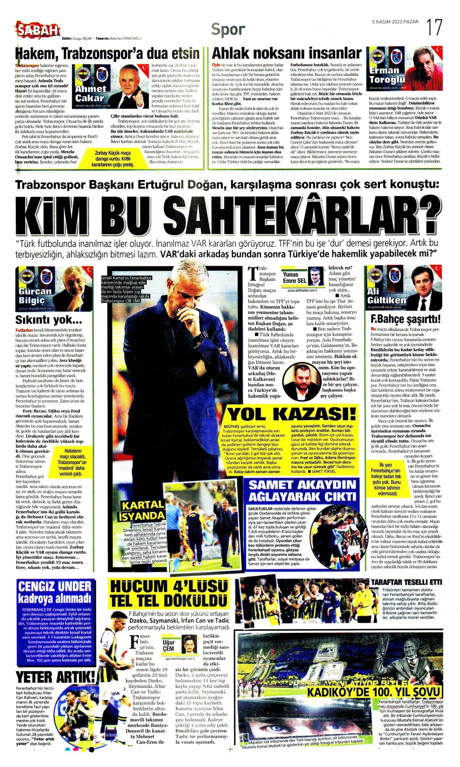 "Kadıköy'de tarihi fırtına" | Sporun manşetleri (5 Kasım 2023) - 38