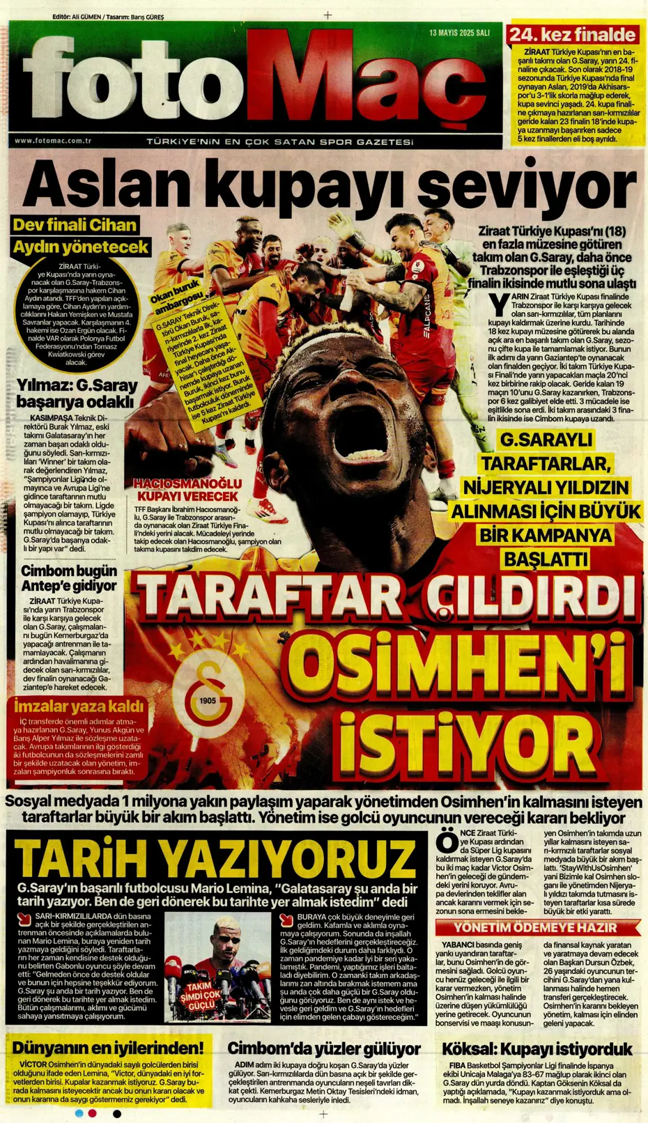 "Galatasaray, Osimhen için Napoli ile anlaştı" | Sporun manşetleri - 10