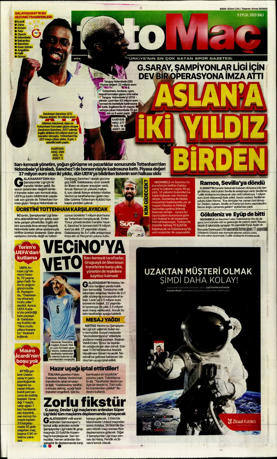 "Aslan'dan çifte bomba" | Sporun Manşetleri - 14 "Aslan'dan çifte bomba" | Sporun Manşetleri - 14