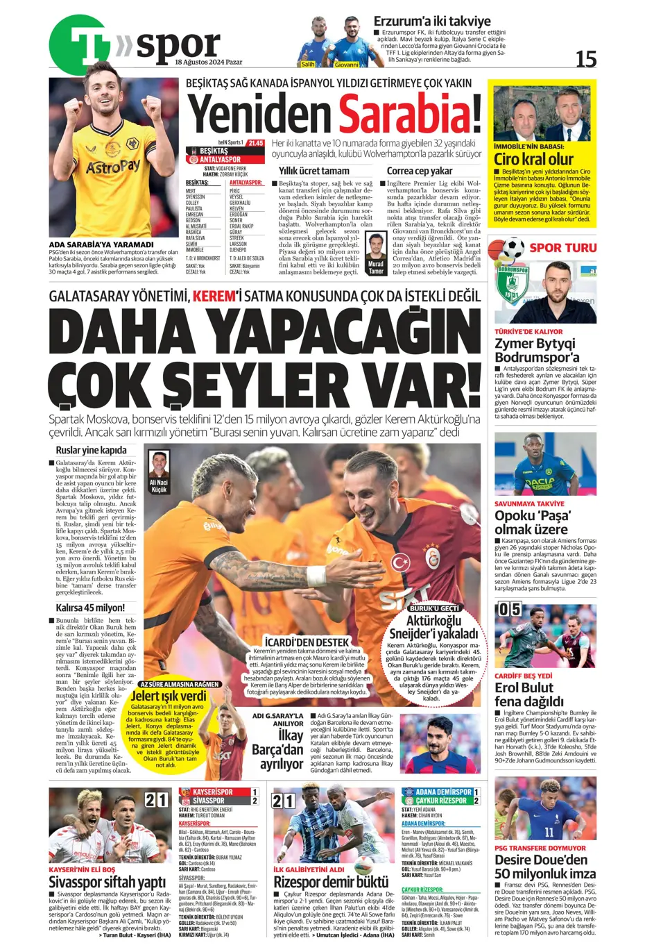 "Aslan'da Ziyech bilmecesi" | Sporun manşetleri (18 Ağustos 2024) - 45 "Aslan'da Ziyech bilmecesi" | Sporun manşetleri (18 Ağustos 2024) - 45