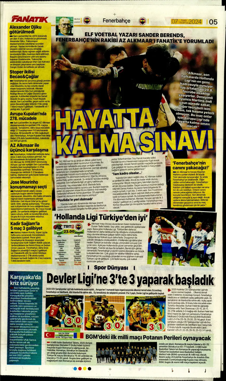 "Fenerbahçe'den Boca Juniors'a rest" | Sporun manşetleri (7 Kasım 2024) - 7