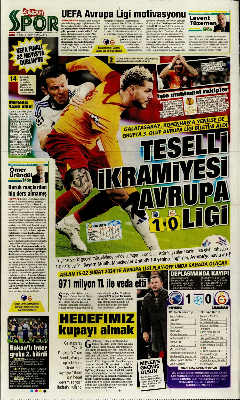 "Aslan'ın yeni yeri Avrupa Ligi" | Sporun manşetleri (13 Aralık 2023) - 25