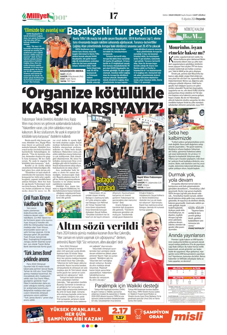 "Muci'yle yol ayrımı" | Sporun manşetleri (15 Ağustos 2024) - 21