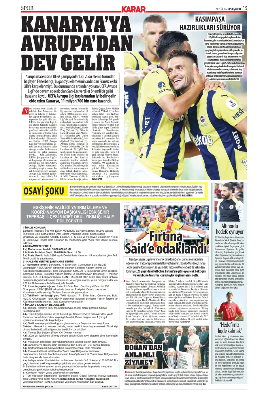 "12 milyon Euro'ya Cim Bom'da" | Sporun manşetleri (12 Eylül 2024) - 21 "12 milyon Euro'ya Cim Bom'da" | Sporun manşetleri (12 Eylül 2024) - 21