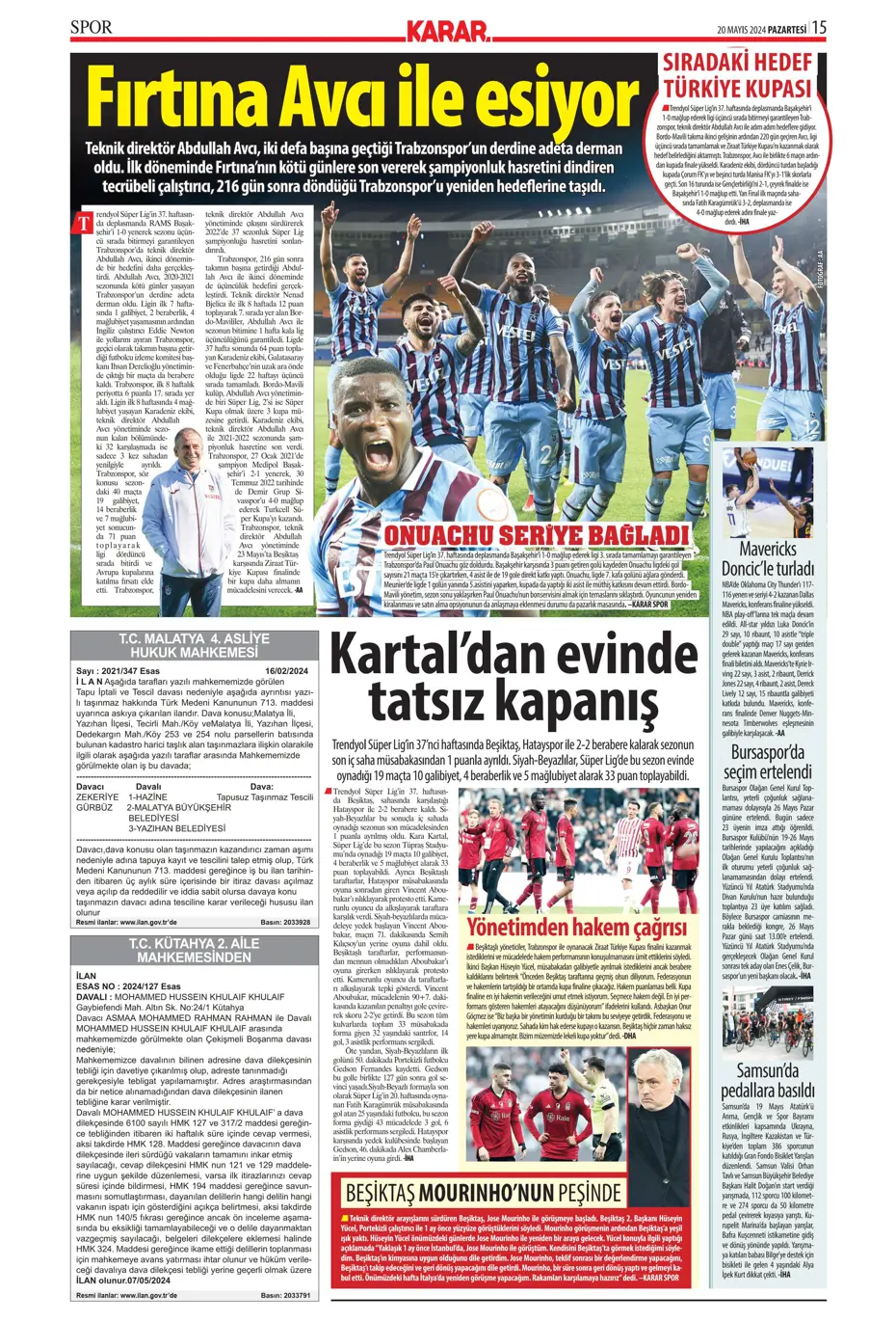 "F.Bahçe G.Saray'a bayramı zehir etti" | Sporun manşetleri (20 Mayıs 2024) - 11