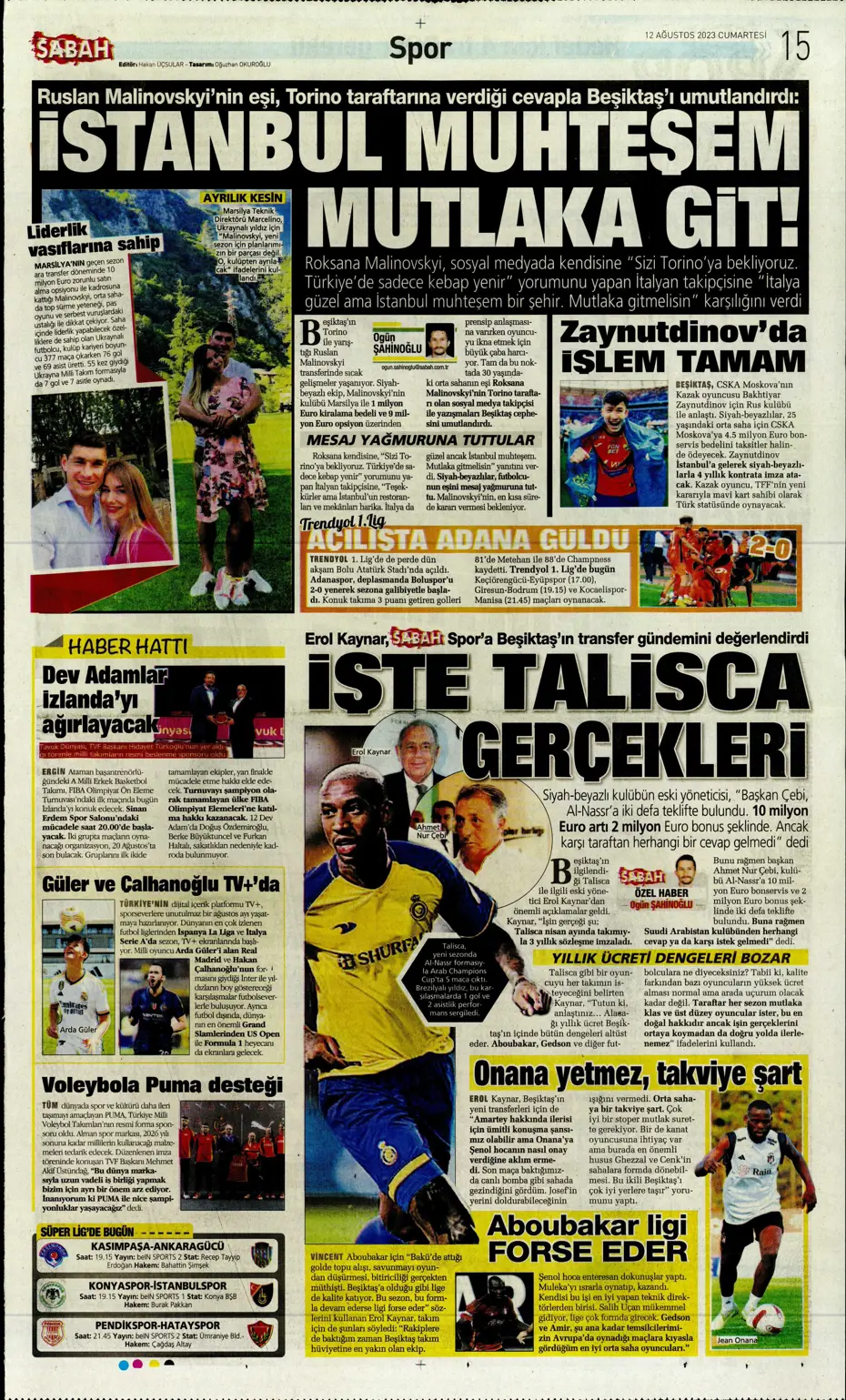 "Galatasaray'la anlaştım, bırakın gideyim" | Sporun manşetleri (12 Ağustos 2023) - 27