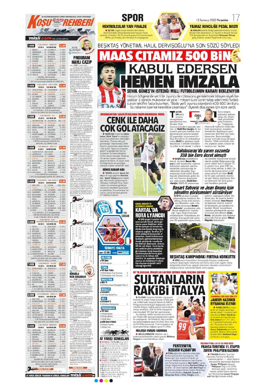 "Aslan Thiago" | Sporun manşetleri (13 Temmuz 2023) - 13