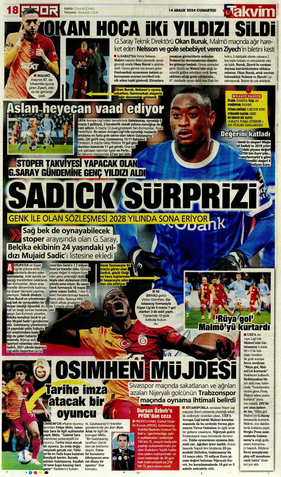 "Boscagli ve Hancko listeye girdi" | Sporun manşetleri - 35 "Boscagli ve Hancko listeye girdi" | Sporun manşetleri - 35