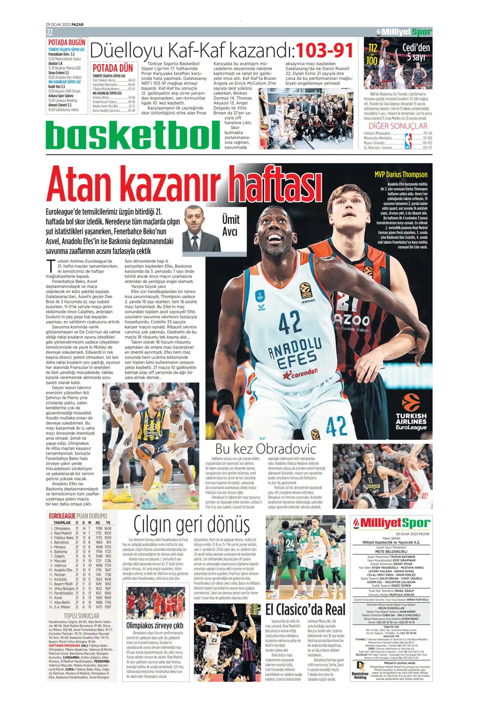 Sporun Manşetleri (29 Ocak 2023) - 35