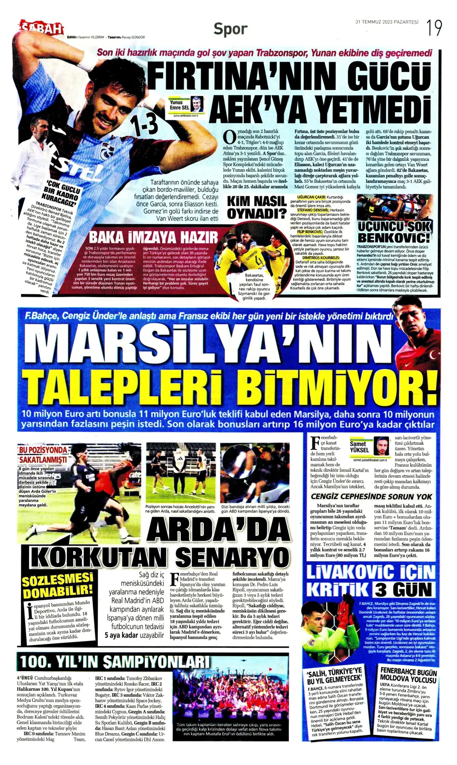 "Zaha'nın rövanşı Felix" | Sporun Manşetleri (31 Temmuz 2023) - 24