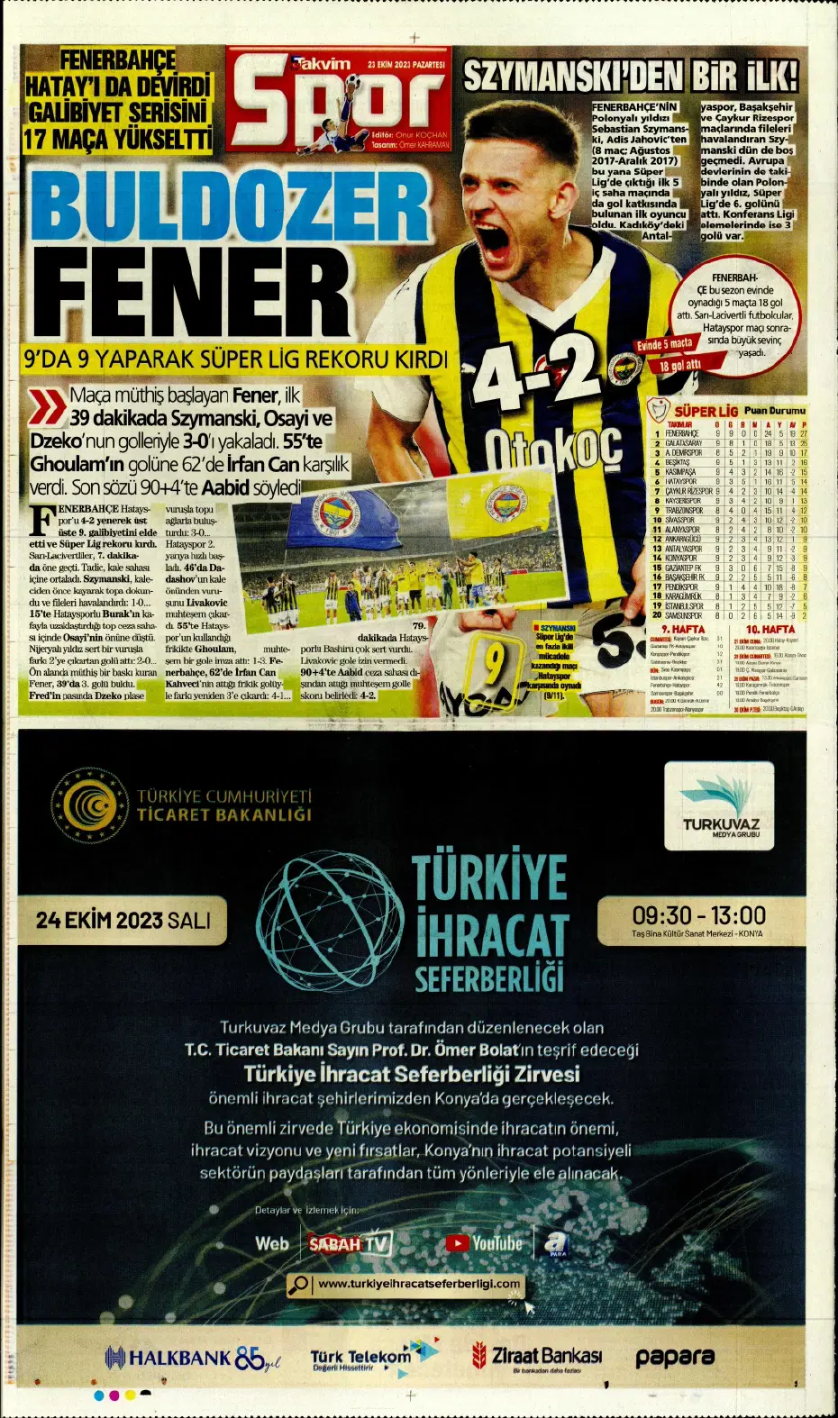 "Rekorları kıra kıra zirvede" | Sporun manşetleri (23 Ekim 2023) - 23