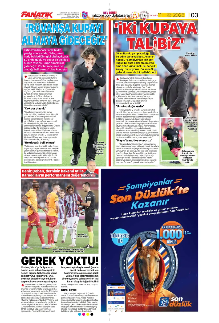 "Cimbom şampiyo..." | Sporun manşetleri - 4
