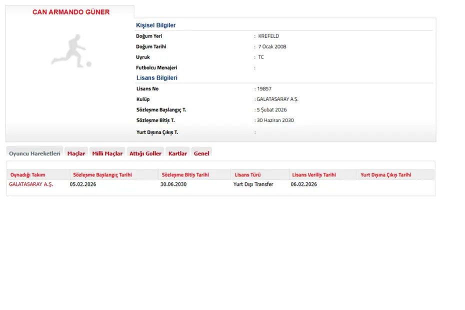 Galatasaray yeni transferini TFF'ye bildirdi: 4.5 yıllık sözleşme imzalandı - 3