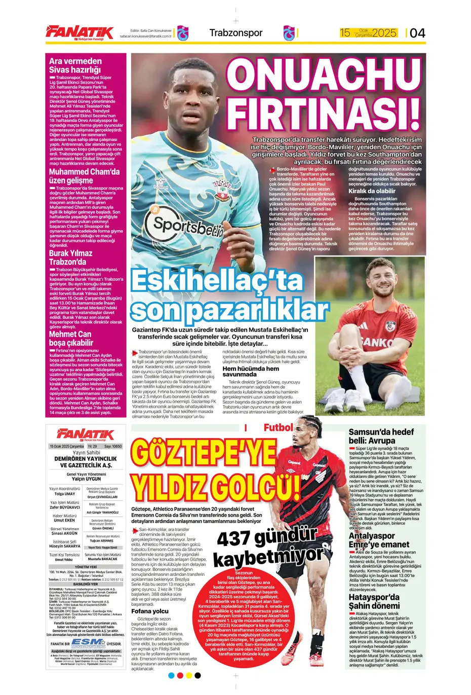 "Fenerbahçe'de yeni hedef Koki Machida" | Sporun manşetleri - 7 "Fenerbahçe'de yeni hedef Koki Machida" | Sporun manşetleri - 7