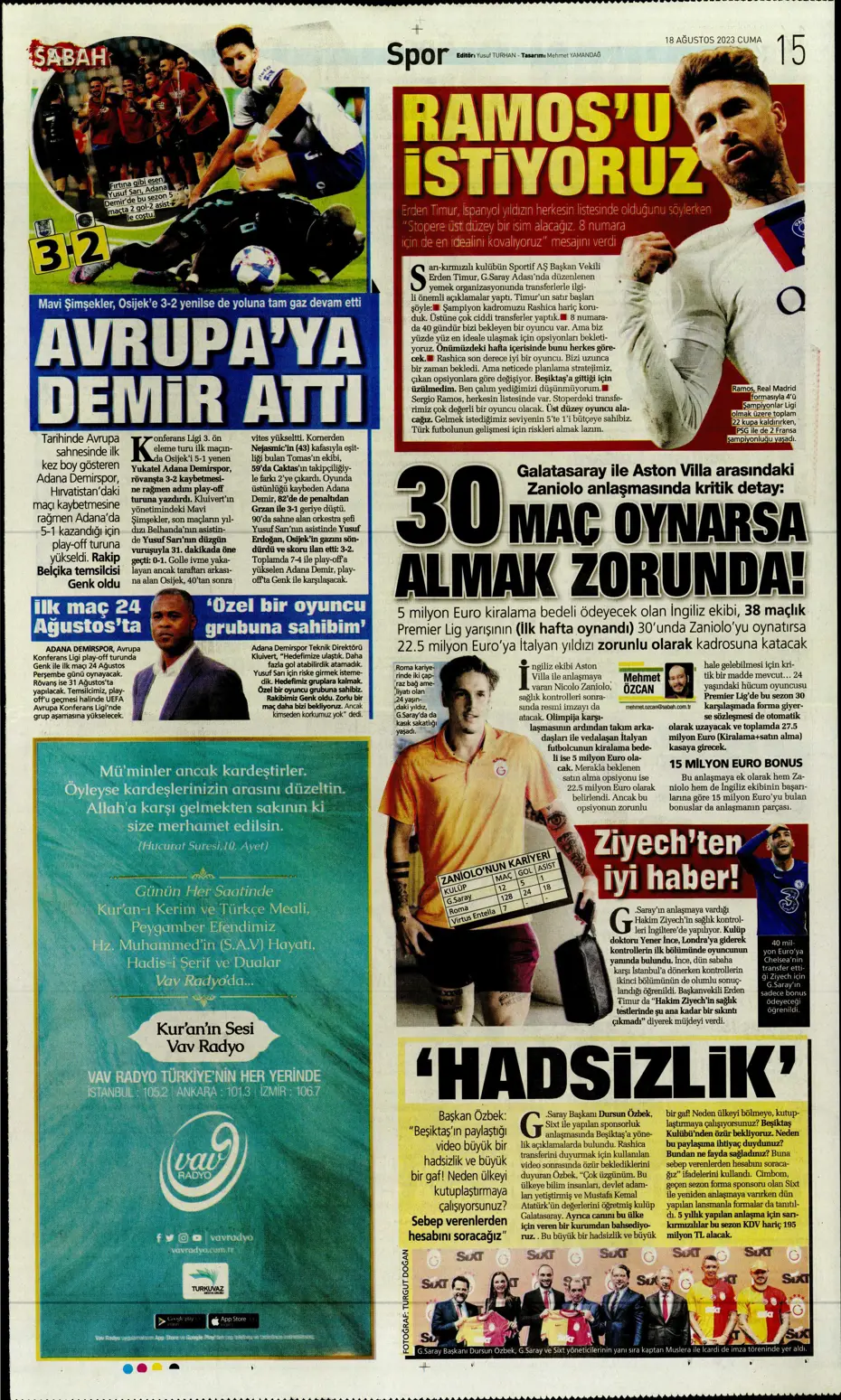 "Türkler geliyor" | Sporun Manşetleri (18 Ağustos 2023) - 28 "Türkler geliyor" | Sporun Manşetleri (18 Ağustos 2023) - 28