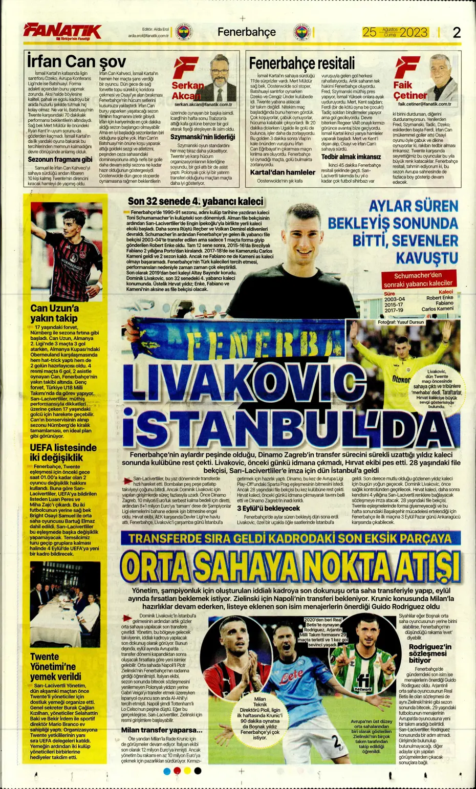 "Fenerbahçe'den 5'i 1 yerde" | Sporun manşetleri (25 Ağustos 2023) - 4